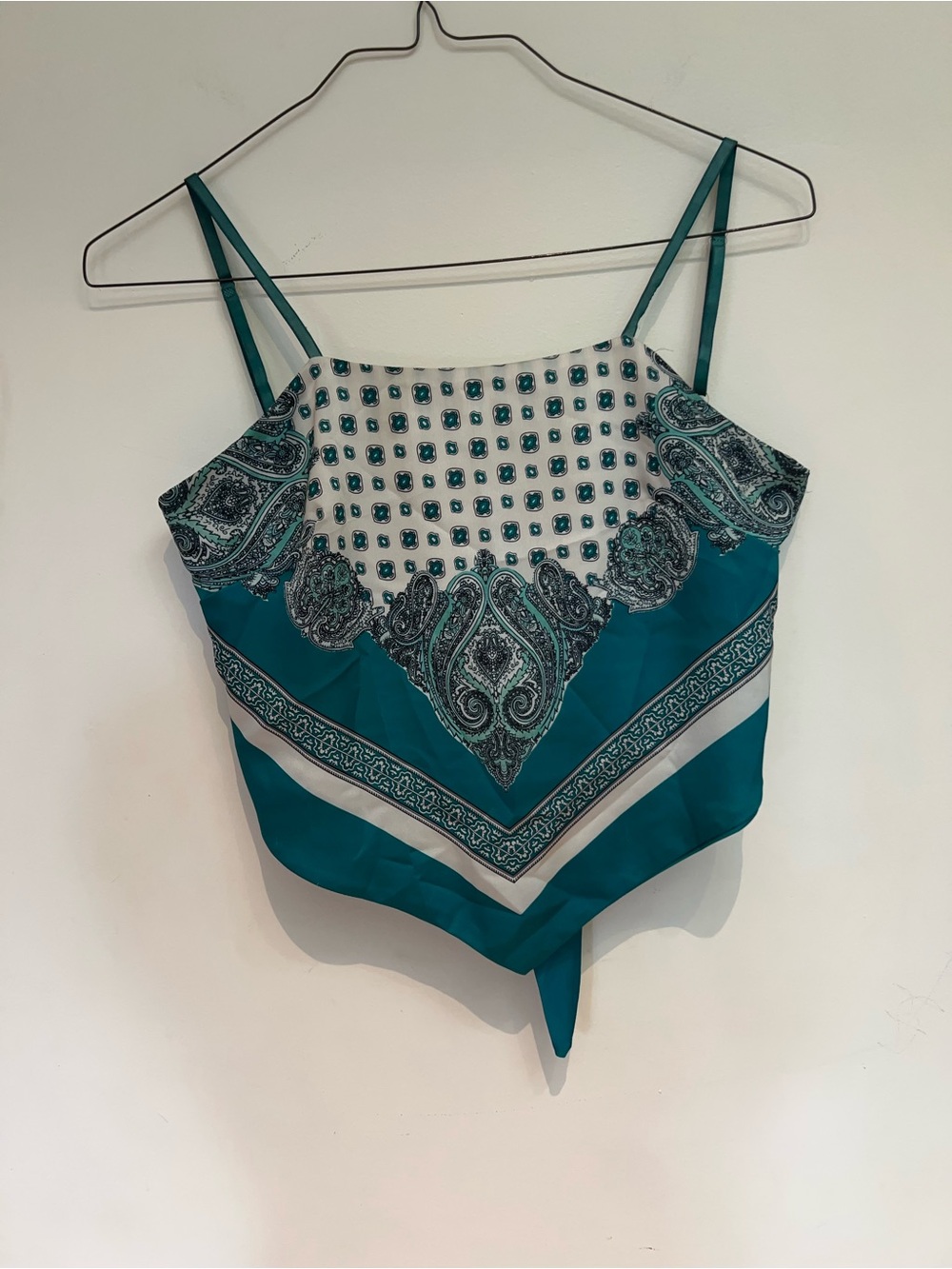 MODA ENJOY FRENCH BANDANA TURQUOISE TIE TOP